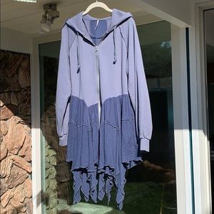 Free People ruffle zip hooded jacket